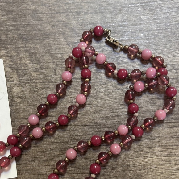 Pink Agate Drop Earrings + Beaded Necklace - Picture 6 of 6